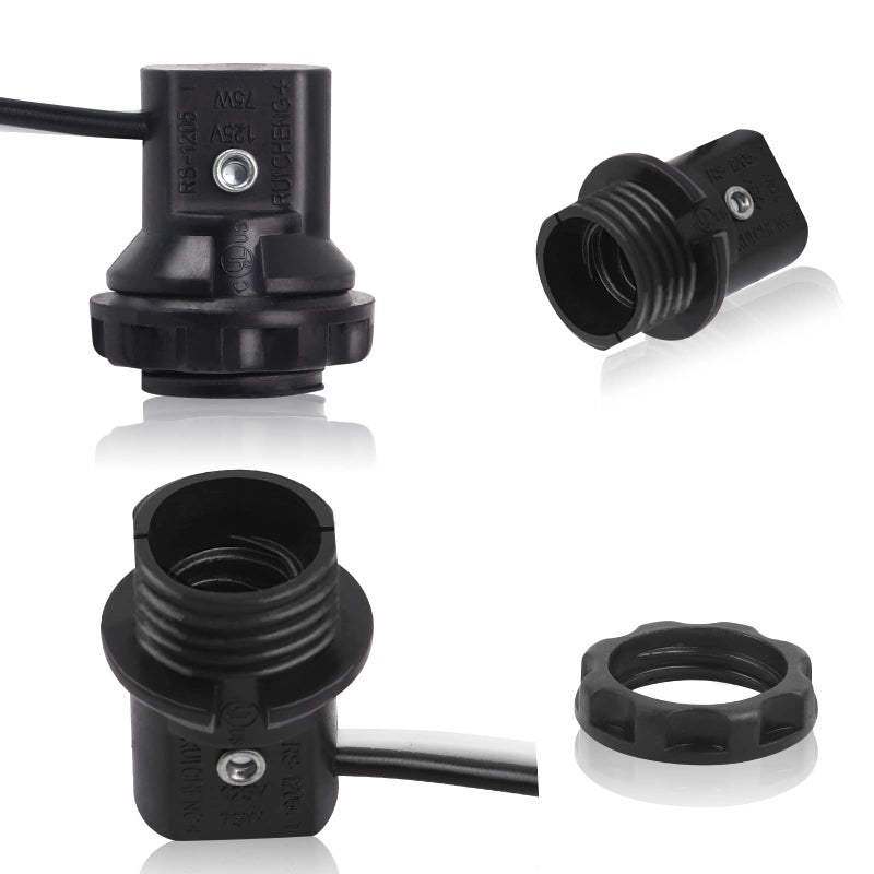 FLYPIG E12 Lamp Holder Socket, 6-Pack, Candelabra Light Socket Base with 8-Inch Wire Leads (75W 125V), for Chandelier, Christmas Lights, Ceiling Lamps - Replacement for LP1970 - Image 5